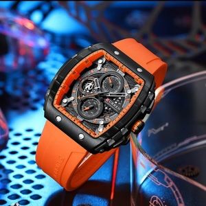 Men Rectangle Watch Brand Chronograph Wristwatch Big Case Sport Watches